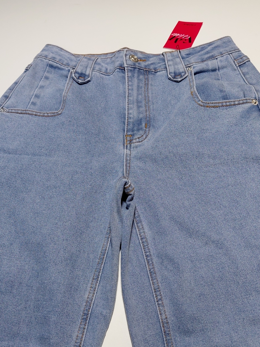 EMMIOL Y2K Women's  Straight Leg Light Blue High-Waist Jeans Size Small